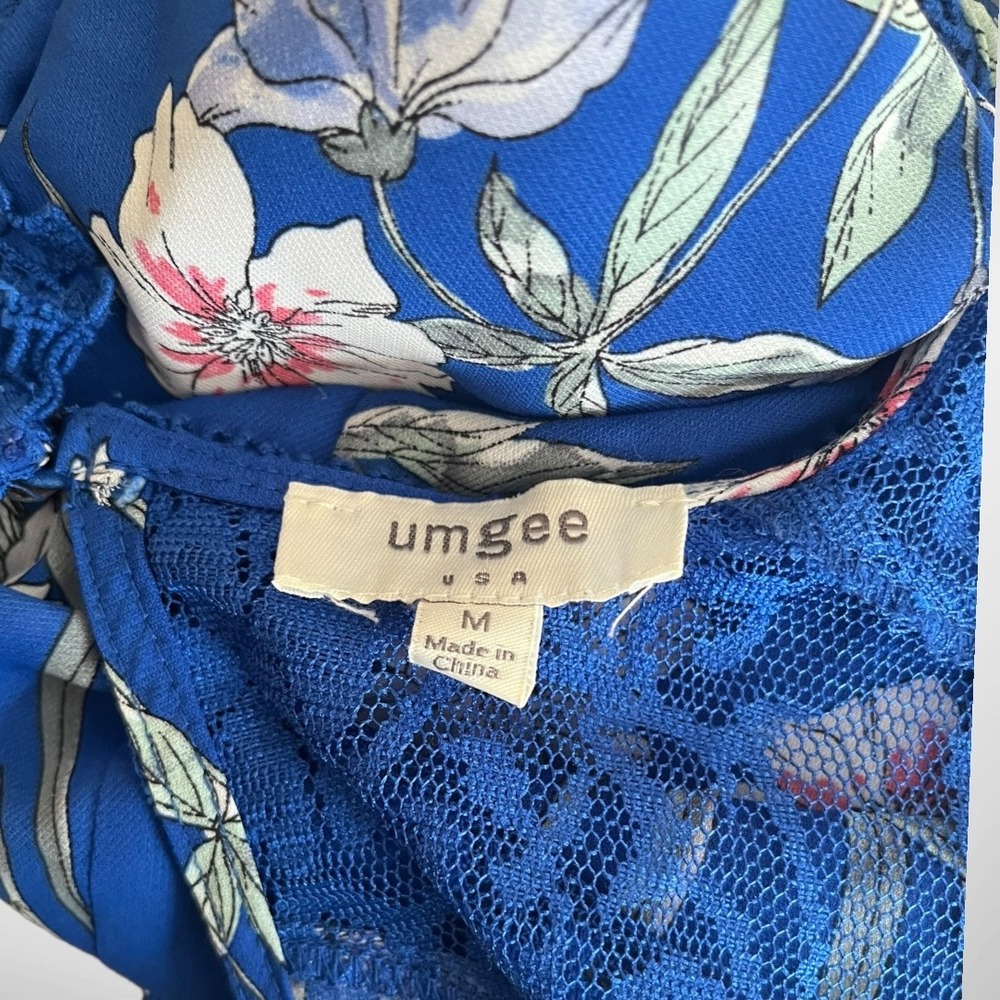 UMGEE Sleeveless Blue Floral Lightweight Shift Dress Medium | EUC - Picture 4 of 5